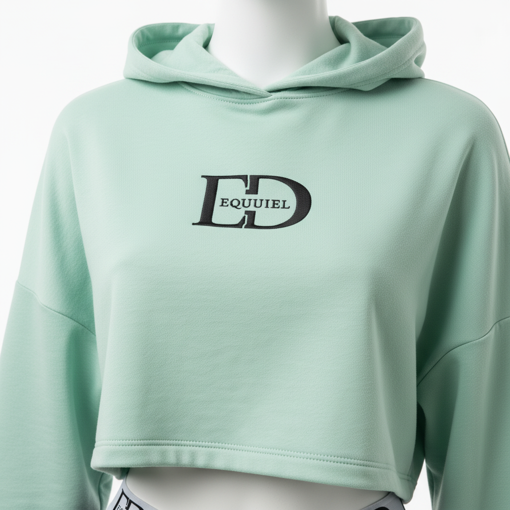 Hoodie crop verde menta con logo ED bordado