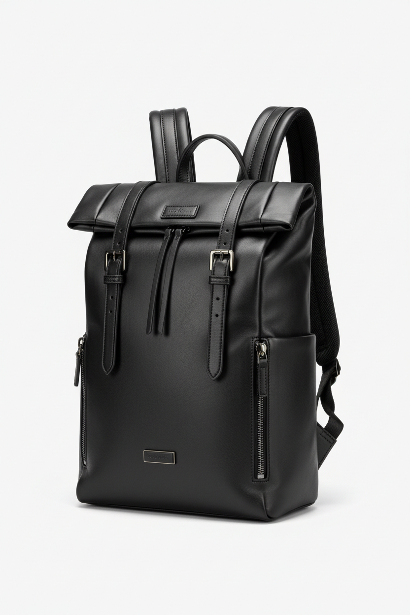 Mochila de Cuero Premium - Negra