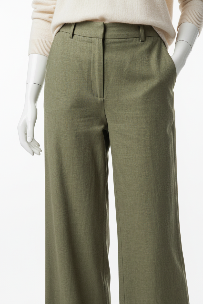 Pantalones palazzo verde oliva de corte amplio y cintura alta