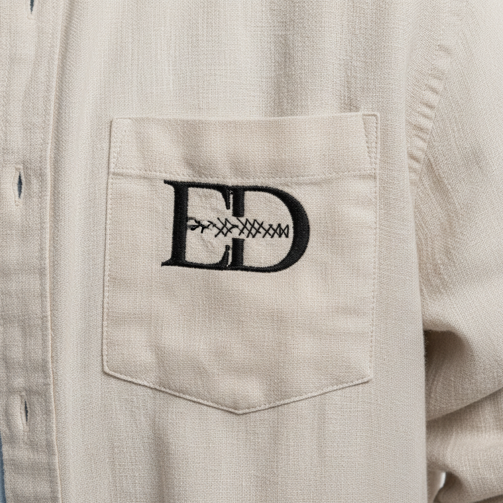 Camisa casual beige con logo ED bordado